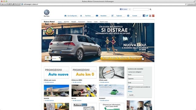 la home page di uno dei Concessionari