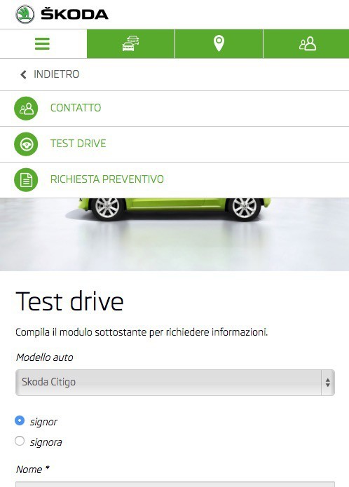 richieste di contatto, preventivo, test drive