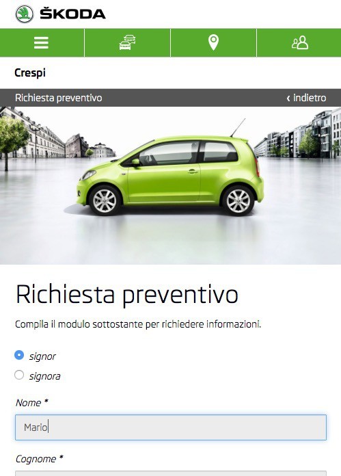 richiesta di preventivo tramite App