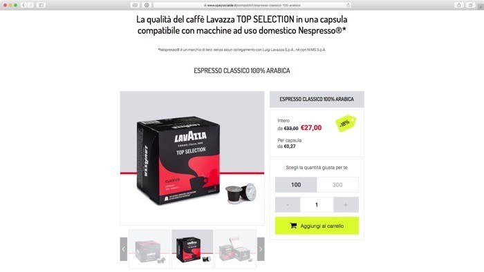 acquista online le cialde Lavazza compatibili Nespresso