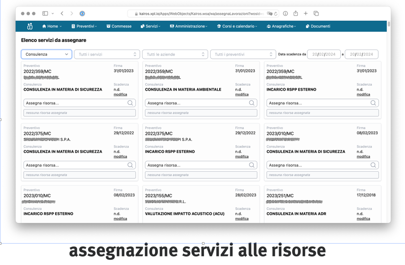 assegnazione servizi alle risorse