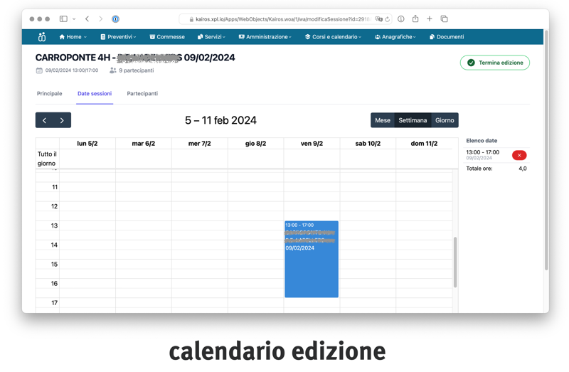 calendario edizione