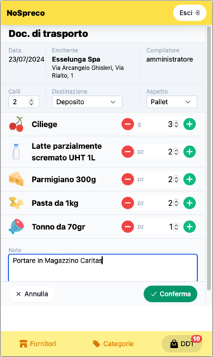 App per la gestione dei DDt dalla bicicletta