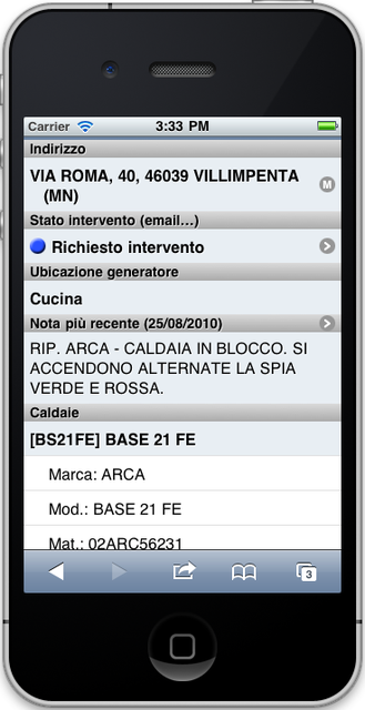 Stato dell&rsquo;intervento monitorabile da iPhone